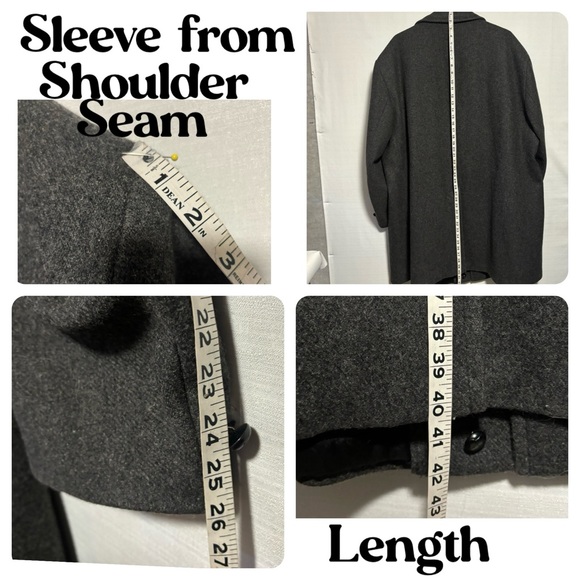 Vtg royal coachman Thinsulate 3M 3 button charcoal gray coat wool blend 56R - Picture 9 of 14
